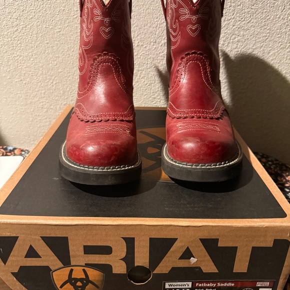 Ariat Original Baby Fat Red Boots Hard To Find SZ 9.5 - Picture 2 of 14